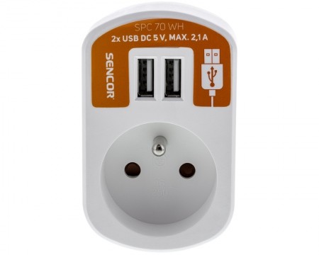 SENCOR SPC 70WH utičnica + USB punjač za mobilne telefone