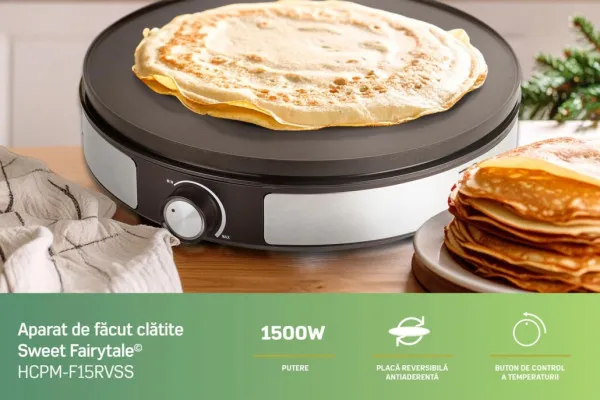 Aparat za palačinke HEINNER HCPM-F15RVSS 1500W/2 u 1