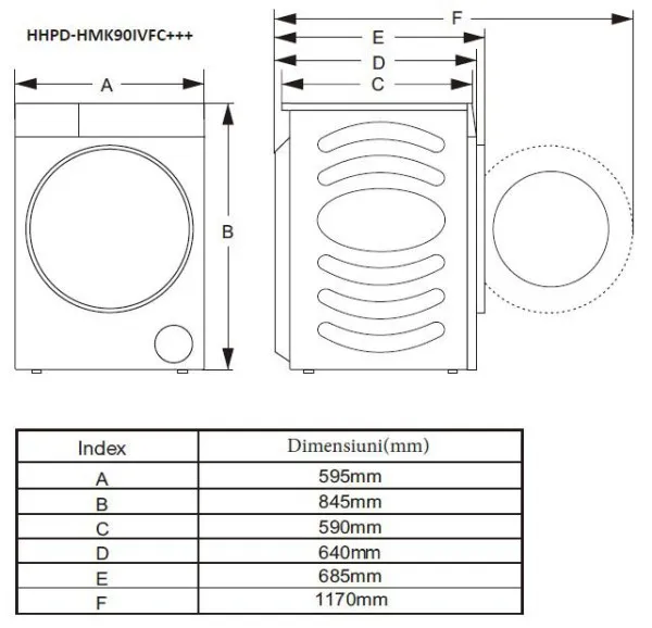 Mašina za sušenje veša HEINNER HHPD-HMK90IVFC+++9kg/15programa/toplotna pumpa