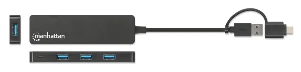 USB-C HUB 4port Manhattan 180863 3.2 G1+USB-C/5Gbps/Crni