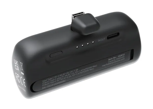 Powerbank Manhattan 102612 5000mAh 20W/Black/USB-C