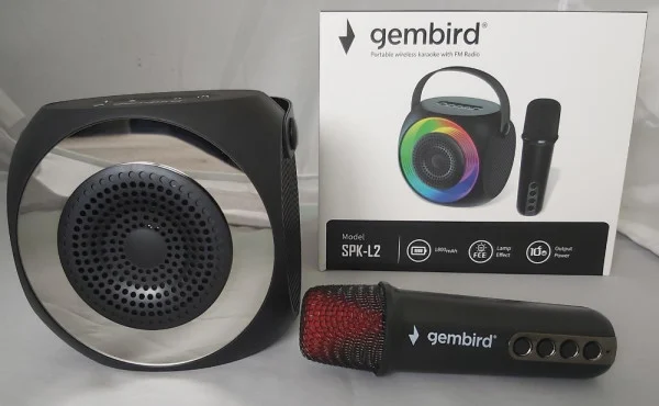 SPK-L2 ** Gembird Bluetooth karaoke zvucnik RGB,10W,1800mAh, USB, microSD, AUX +mikrofon 500mAh(1360
