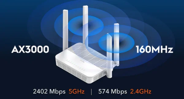 Cudy WR3000H AX3000 2.5G Mesh Wi-Fi 6 Router, 2.4/5Ghz, pokriva 130m2