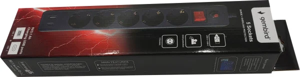 SPG5-B-10(3G1.5)**Gembird produzni kabl sa zastitom i 5 uticnica, 5V/3.1A USB-A+C 16A/3500W 3m (765)