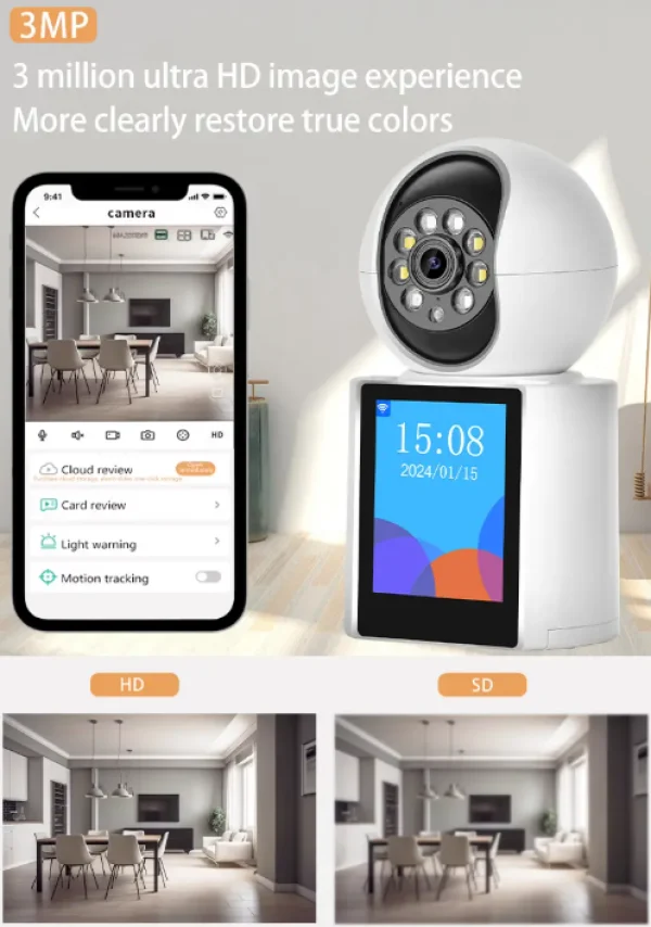 CAM-IP3MP-V1* GMB kamera sa video pozivom 3mpix microSD iCSee xmeye pro Two-way voice PTZ 3.6mm 1799