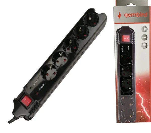 SPG5-C-15 (3G1.5) Gembird produzni kabl sa zastitom 5 uticnica 4.5m black
