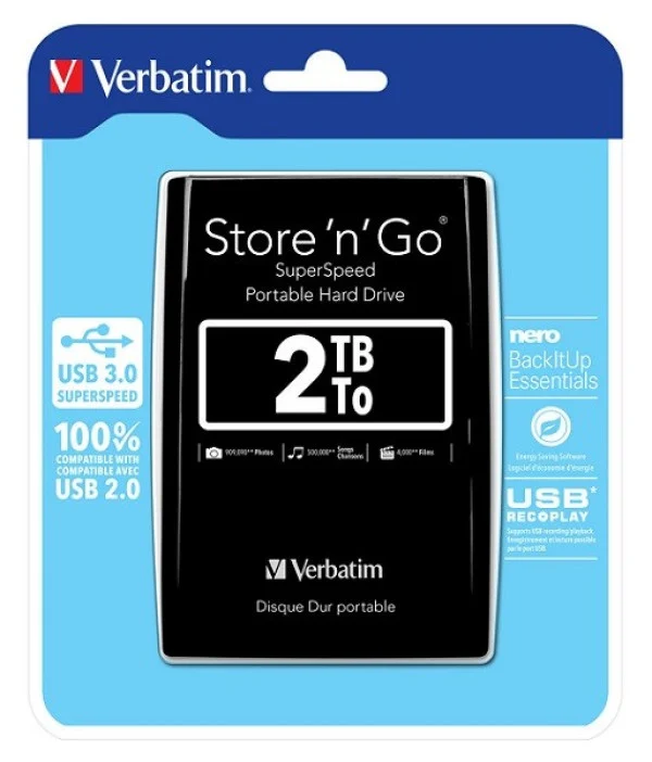Verbatim EHV53177 BLACK 2TB, 2.5inc, Eksterni hard disk USB 3.0