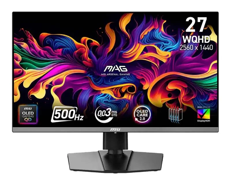 MSI 27 inča MAG 272QP QD-OLED X50 WQHD 2560x1440 500Hz FreeSync Premium Pro gaming monitor
