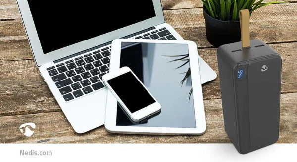 PBKPD20W325BK Powerbank, 30000mAh, 1xUSB-C, 2xUSB-A, PD3.0 20W, Lithium-Polymer, Display