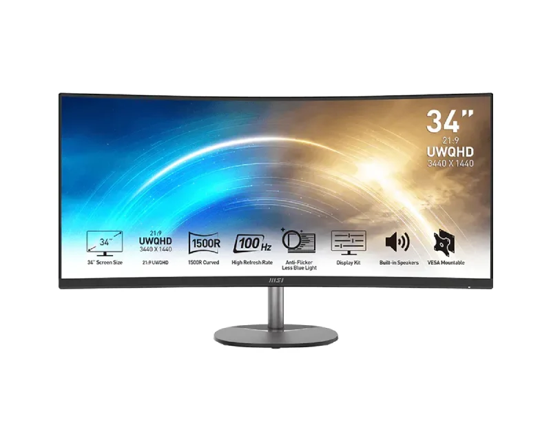MSI 34 inča PRO MP341CQ E12 UWQHD 3440x1440 100Hz AdaptiveSync zakrivljeni business monitor crni