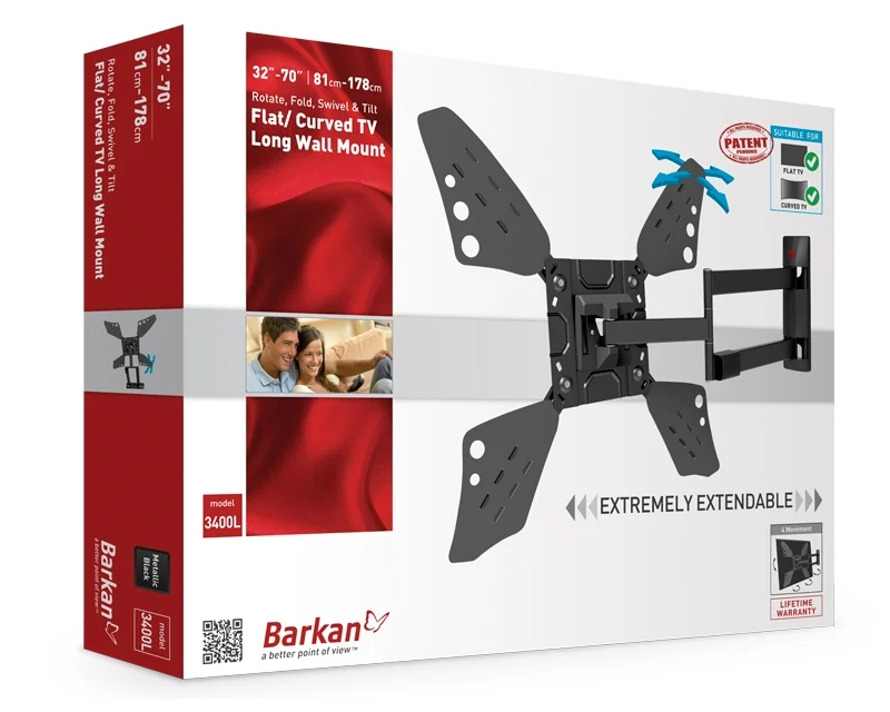 BARKAN 3400L.B LCD TV zglobni zidni nosač do 86 inča za ravne i zakrivljene televizore