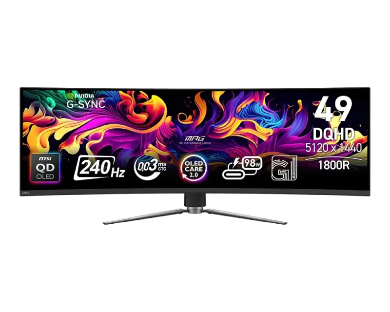 MSI 49 inča MPG 491CQPX QD-OLED DQHD 5120x1440 240Hz FreeSync Premium Pro zakrivljeni gaming monitor