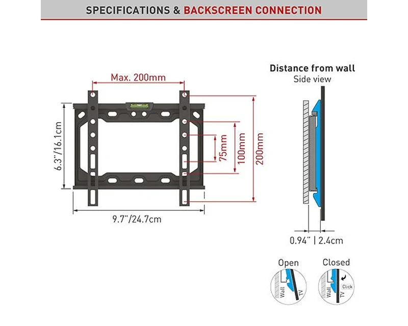 BARKAN E202+.B LCD TV zidni nosač do 43 inča