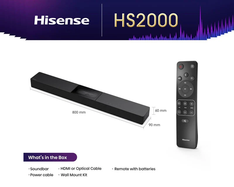HISENSE HS2000 soundbar crni