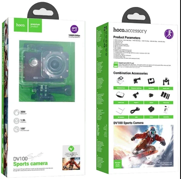 HOCO DV100  Sportska kamera, 2 inca IPS LCD, FullHD, WiFi, microSD
