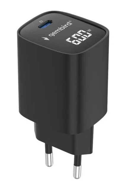 TA-UC-1C-PD60LCD-01-BK Gembird USB punjac 60W USB Type-C fast charger, LCD, black