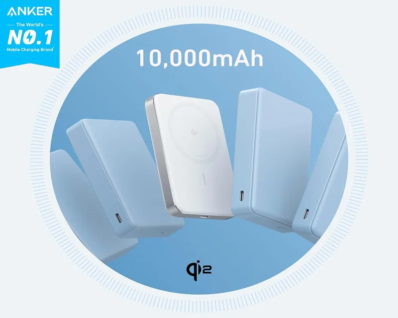 ANKER MagGo 10000mAh, 15W, magnetno bežični power bank, beli