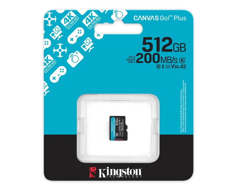 KINGSTON Memorijska kartica U3 V30 microSDXC 512GB Canvas Go Plus 200MB/s A2 SDCG4/512GBSP