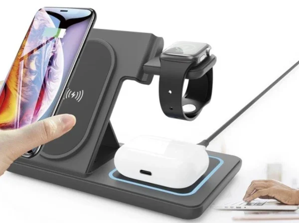 TA-WPC31A-01-BK Gembird Sklopivi bežièni punjaè 3 u 1, 15 W, Apple Watch, crni