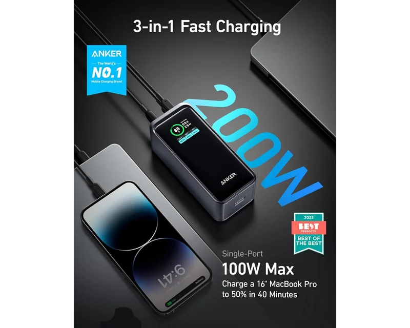 ANKER Prime 20000mAh, 200W, Power Bank za laptop crni