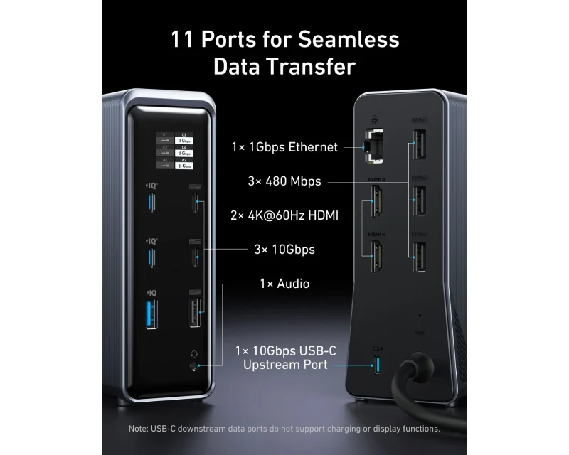 ANKER Prime Docking Stanica 160W, 14u1, Dual Display, siva