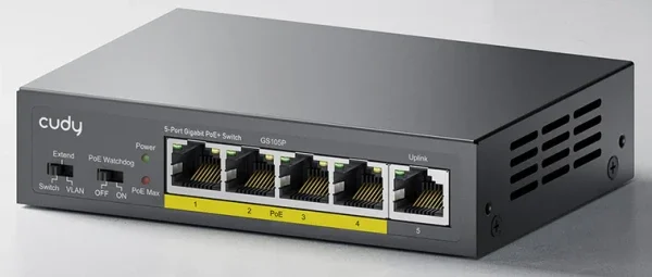 Cudy GS105P V1.0 Switch Extend VLAN Gigabit RJ45 PoE 30 W  IEEE 802.3at/af