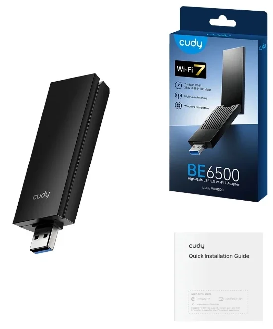 Cudy WU6500,BE6500 Wi-Fi 7 USB 3.0 adapter sa visokim pojaèanjem, V1.0, 2.8 Gbps+2.8 Gbps+688 Mbps