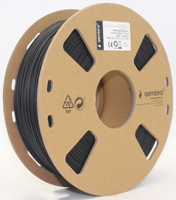 3DP-TPE1.75-01-BK TPE FLEKSIBILNI Filament za 3D stampac 1,75mm kotur 1KG BLACK