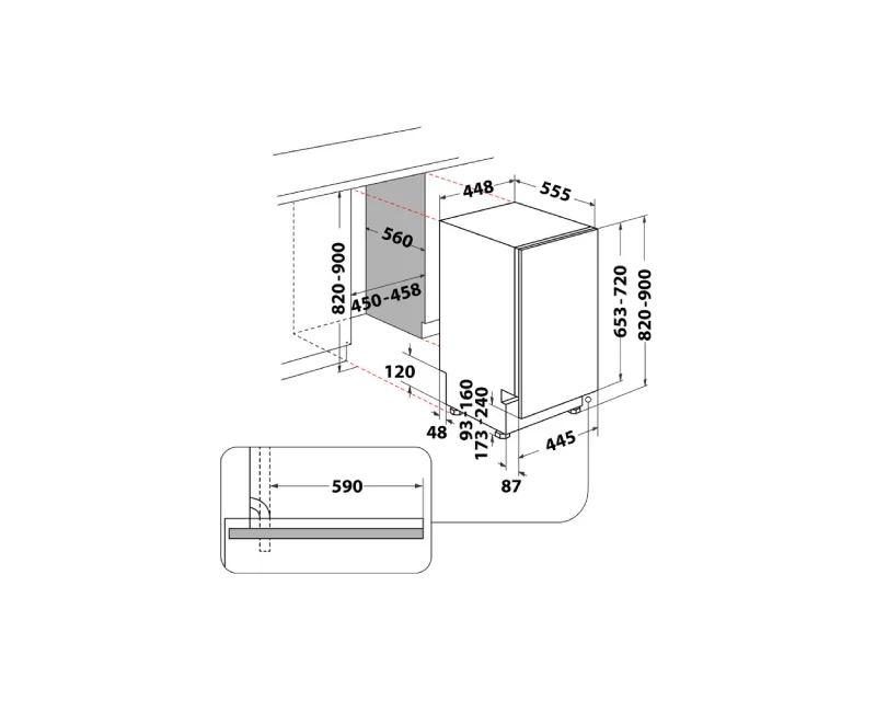 WHIRLPOOL WH6IB10BS7LA0 ugradna mašina za pranje sudova – 45cm