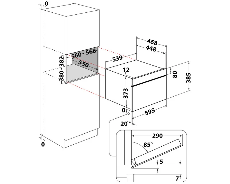 WHIRLPOOL WMD7O4TB ugradna mikrotalasna rerna