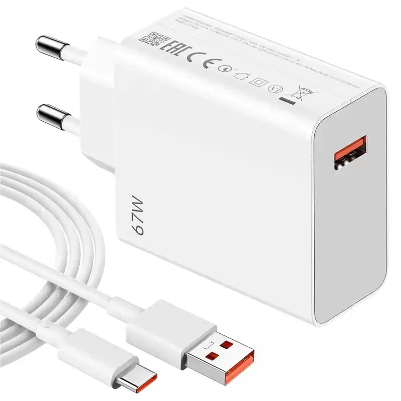 Kućni punjač Eima GaN 67W 1xUSB A sa Type C kablom beli