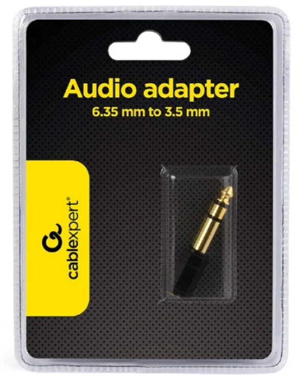 A-6.35M-3.5F Gembird 6.35mm stereo plug to 3.5mm stereo socket CAGP23930BK