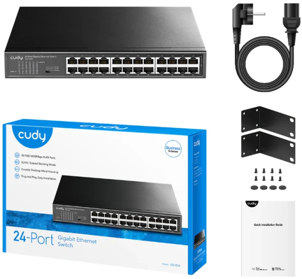 Cudy GS1024 24-Port 10/100/1000M Switch,24 x Gbit  RJ45 port, rackmount (alt. PFS3024-24)