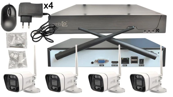 CAM-IP3MP-WiFiKITXM4 GMB kamera 3 mpix set wifi 4 kamere full color app HI EASY sa mikrofonom