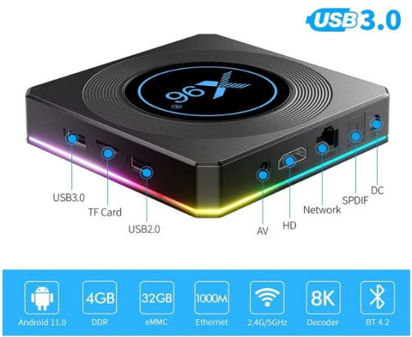 GMB-X96 X4 4/32GB smart TV box S905X4 quad, Mali-G31MP 8K, KODI Android 11.0