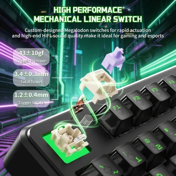 Bežična gaming tastatura Attack Shark X87 Ultra Mehaniča/8KHz/Tri-Mode/Dot-Matrix Screen/Shadow Jade