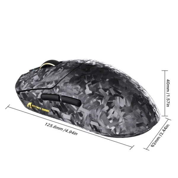 Bežični gaming miš Attack Shark RS3Ultra PAW3955MAX/52000 DPI/8KHz/Lightweight/Black Carbon