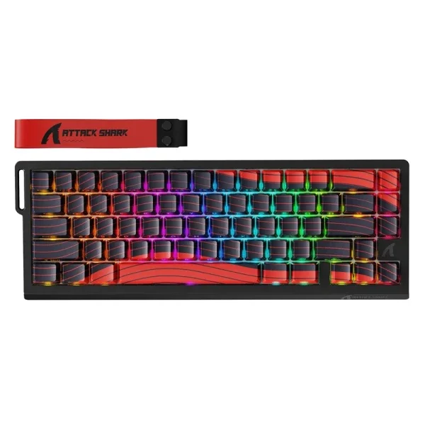 Bežična gaming tastatura Attack Shark X68Pro HE Magnetic Swith/8KHz/TriMode/RT/SnapTap/Black red