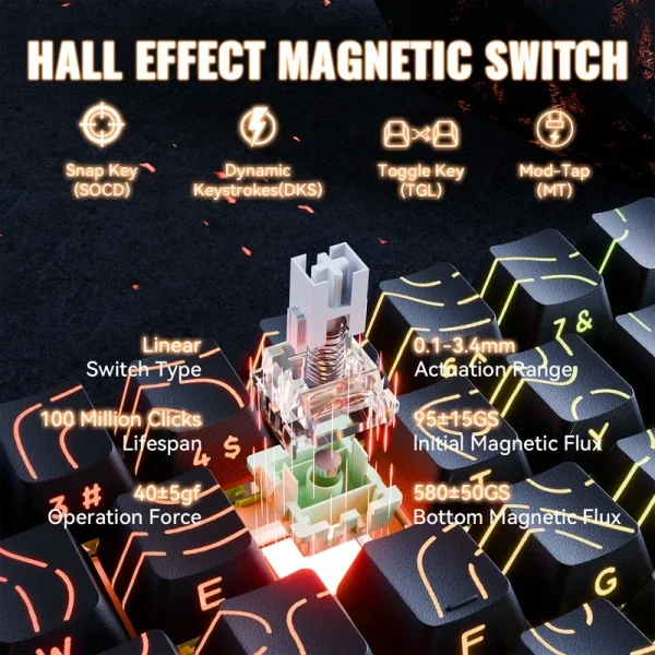 Gaming tastatura Attack Shark X68MAX Magnetic Switches/RT/SnapTap/DKS/MT/TGL/Aluminium/Black cont