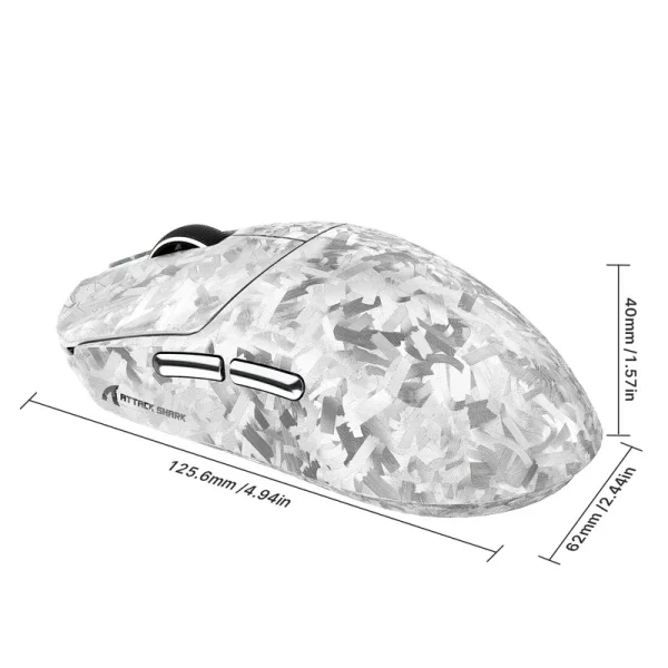 Bežični gaming miš Attack Shark RS3Ultra PAW3955MAX/52000 DPI/8KHz/Lightweight/Silver Carbon