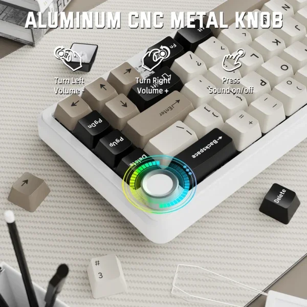 Bežična gaming tastatura Attack Shark X66 Mehanička/TriMode/Multimedia Control/Hot Swap/Cheese White