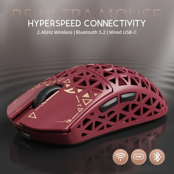 Bežični gaming miš Attack Shark R5Ultra PAW3950MAX/Carbon Fiber/Superlight/8KHz/Omron Switches/Red