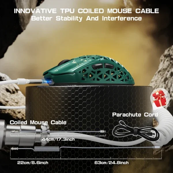 Bežični gaming miš Attack Shark R5Ultra PAW3950MAX/Carbon Fiber/Superlight/8KHz/Omron Switches/Green