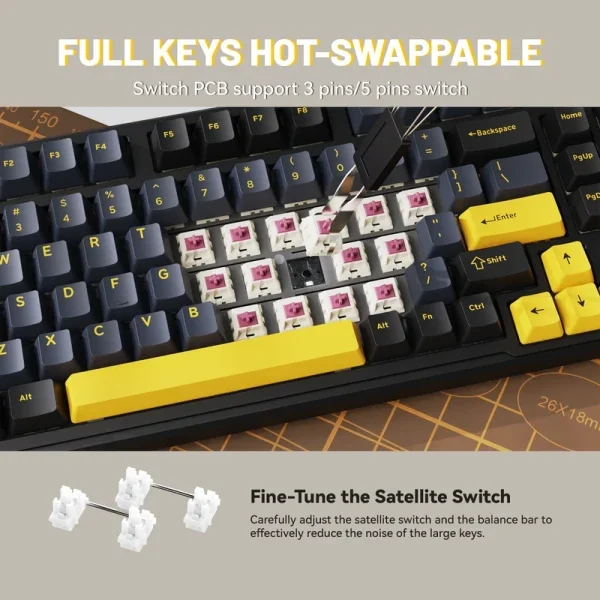 Bežična Gaming tastatura Attack Shark X98 Mehanička/Full Size/TriMode/Gasket/Starry Black