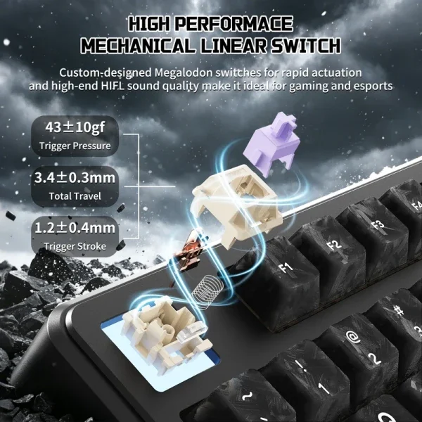 Bežična gaming tastatura Attack Shark X87Ultra Mehaniča/8KHz/TriMode/Dot-Matrix Screen/Forged Carbon