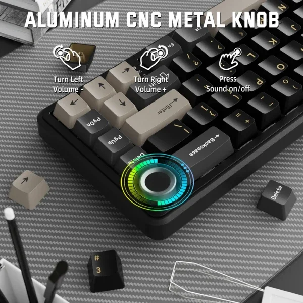 Bežična gaming tastatura Attack Shark X66 Mehanička/TriMode/Multimedia Control/Hot Swap/Star Black