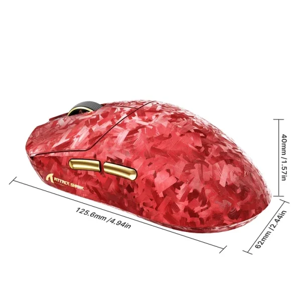 Bežični gaming miš Attack Shark RS3Ultra PAW3955MAX/52000 DPI/8KHz/Lightweight/Red Carbon