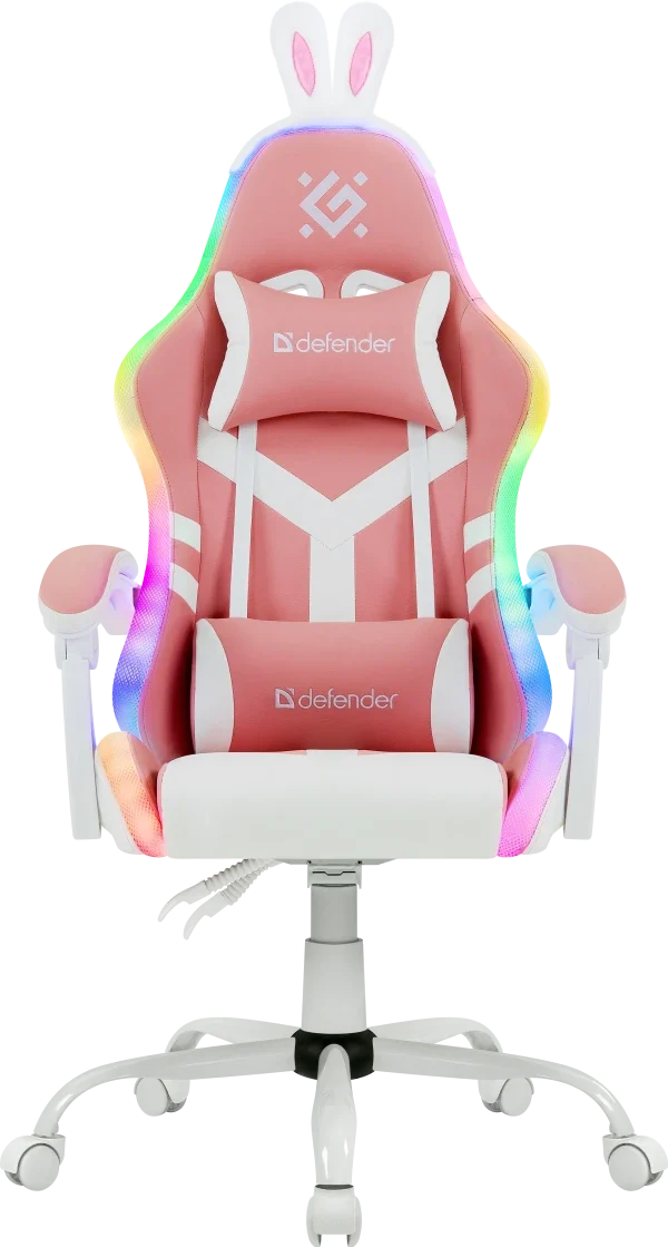 Gaming stolica Defender Ideal/RGB/eko koža/do 110 kg/roze-bela