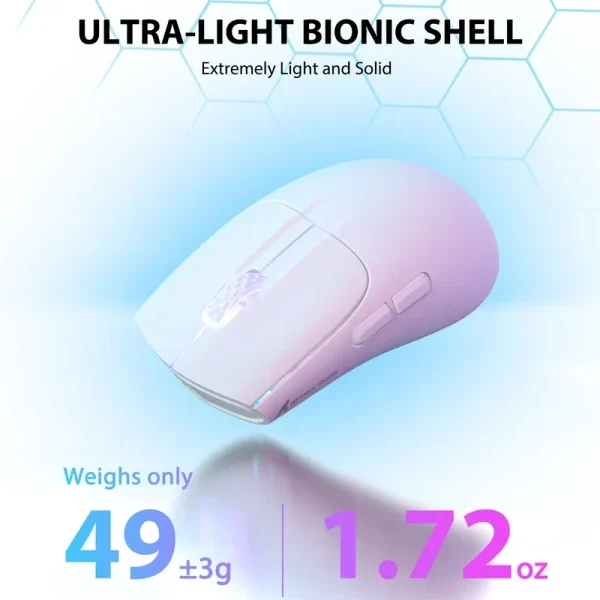 Bežični gaming miš Attack Shark X5 TriMode/Superlight/LongBattery/RGB Click/Ergonomic/White