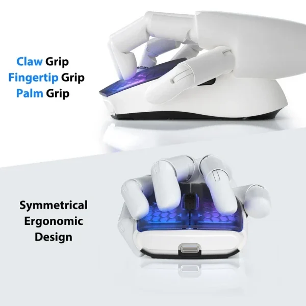 Bežični gaming miš Attack Shark X5 TriMode/Superlight/LongBattery/RGB Click/Ergonomic/White-Black